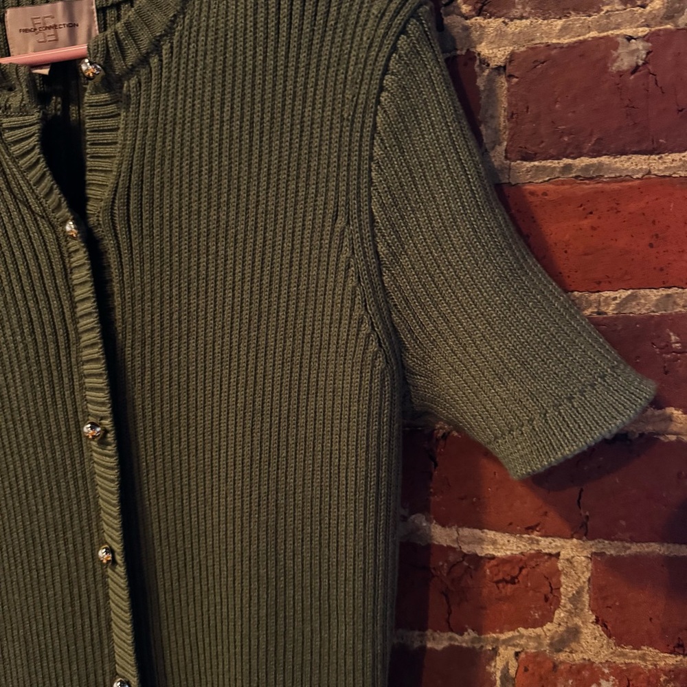 French Connection Olive Ribbed Knit sweater Dress - Picture 5 of 13